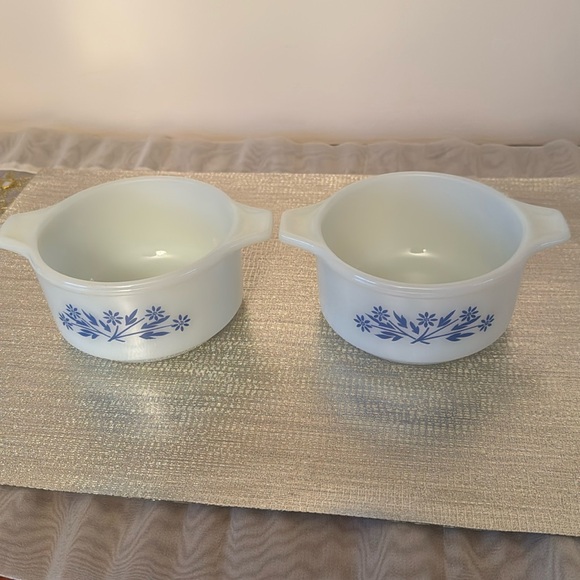 Vintage Dynaware Pyr-I-Rey Blue Cornfl Mini Casserole Ramekin 4.5” Set of 2 - Picture 1 of 5